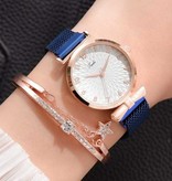 LVPAI Luxe Horloge met Armband voor Dames - Kwarts Polshorloge Magnetisch Bandje Zwart