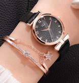LVPAI Luxury Watch with Bracelet for Women - Quartz Wristwatch Magnetic Strap Coffee Brown