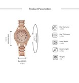 LVPAI Diamantuhr mit Armband für Damen - Luxus-Quarzuhr mit Strasssteinen in Roségold