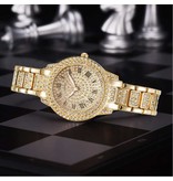 LVPAI Diamond Watch with Bracelet for Women - Luxury Rhinestone Quartz Watch Silver - Copy