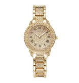 LVPAI Diamentowy zegarek dla kobiet — luksusowy kwarcowy zegarek na rękę z kryształem górskim Złoty
