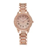 LVPAI Diamentowy zegarek dla kobiet — luksusowy kwarcowy zegarek na rękę z kryształem górskim, różowe złoto