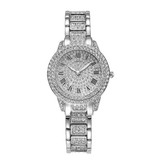 LVPAI Diamant-Uhr für Damen - Luxus-Strass-Quarz-Armbanduhr Silber