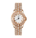 LVPAI Diamant-Uhr für Damen – Luxus-Strass-Quarz-Armbanduhr in Roségold