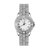 LVPAI Diamant-Uhr für Damen - Luxus-Strass-Quarz-Armbanduhr Silber