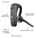 Jalbora K18 Wireless Business Headset - Auricolare vivavoce Controllo con un clic Auricolare TWS Bluetooth 5.0 Auricolare Nero