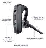 Jalbora K18 Wireless Business Headset - Freisprech-Ohrhörer Ein-Klick-Steuerung TWS-Ohrhörer Bluetooth 5.0-Kopfhörer Schwarz