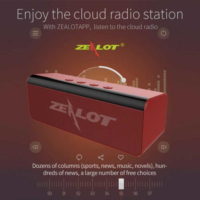 Zealot Zealot S31 Bluetooth 5.0 Soundbox 3D HiFi Haut-parleur sans fil Haut-parleur externe sans fil Rouge