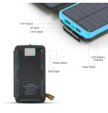 LEIK 26800mAh Draagbare Solar Powerbank 5 Zonnepanelen - Flexibele Zonne-energie Batterij Oplader 7.5W Zon Blauw