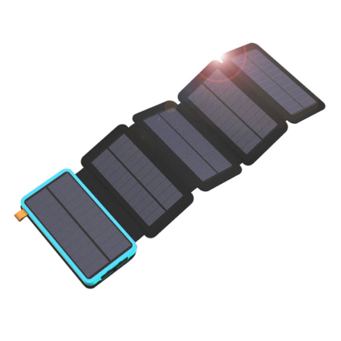 26800mAh Portable Solar Power Bank 5 Paneles solares - Cargador de batería de energía solar flexible 7.5W Sun Blue