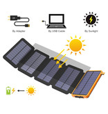 LEIK 26800mAh Portable Solar Power Bank 5 panneaux solaires - Chargeur de batterie à énergie solaire flexible 7.5W Sun Orange