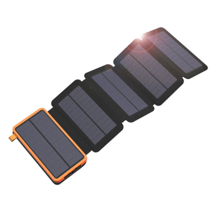 26800mAh Portable Solar Power Bank 5 Paneles solares - Cargador de batería de energía solar flexible 7.5W Sun Orange