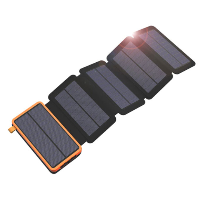 26800mAh Portable Solar Power Bank 5 pannelli solari - Caricabatteria flessibile a energia solare 7.5W Sun Orange