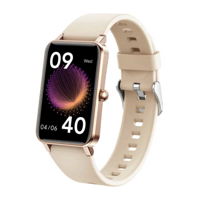 Smartwatch mit Schlafmonitor, Menstruation, Fitness, Sport, Aktivitätstracker, Smartphone, Uhr, iOS, Android, IP68, wasserdicht, Gold