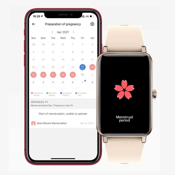 KALOSTE Montre Connectée avec Moniteur de Sommeil Menstruation Fitness Sport Activité Tracker Smartphone Montre iOS Android IP68 Étanche Argent