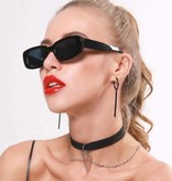 Stuff Certified® Trendige eckige Sonnenbrille für Damen - Retro-Reisebrille Fashion Shades Anti-UV-Brille Schwarz-Gelb