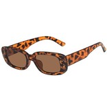 Stuff Certified® Trendy Vierkante Zonnebril voor Dames - Retro Reisbril Fashion Shades Anti-UV Bril Luipaard