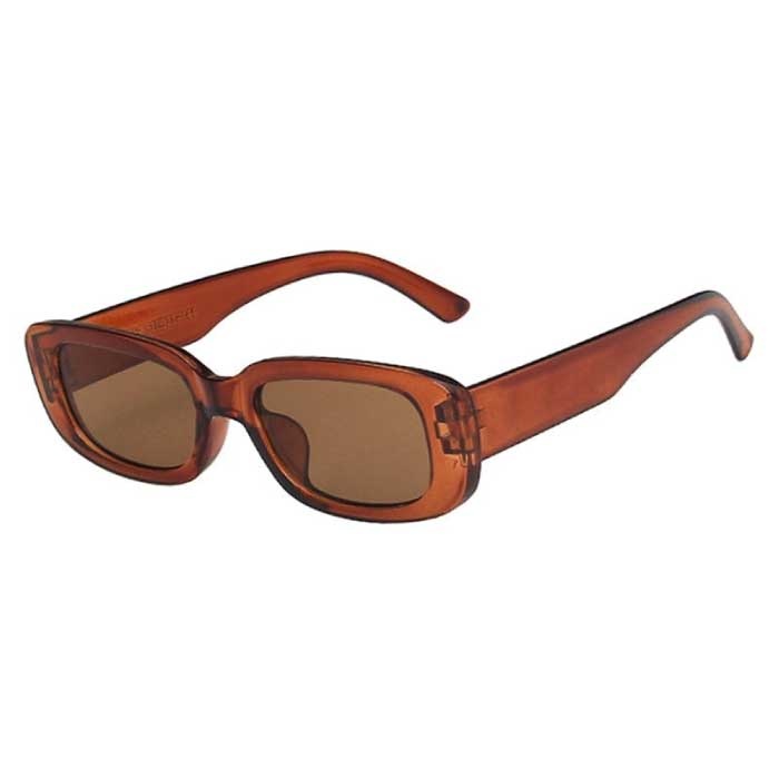 Modne kwadratowe okulary przeciwsłoneczne dla kobiet - Retro okulary podróżne Modne odcienie Okulary anty-UV Brązowe