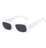 Stuff Certified® Modne kwadratowe okulary przeciwsłoneczne dla kobiet - Retro okulary podróżne Modne odcienie Okulary anty-UV białe