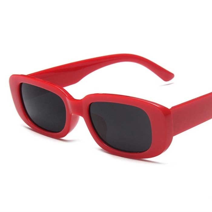 Stuff Certified® Modne kwadratowe okulary przeciwsłoneczne dla kobiet - Retro okulary podróżne Modne odcienie Okulary anty-UV czerwone