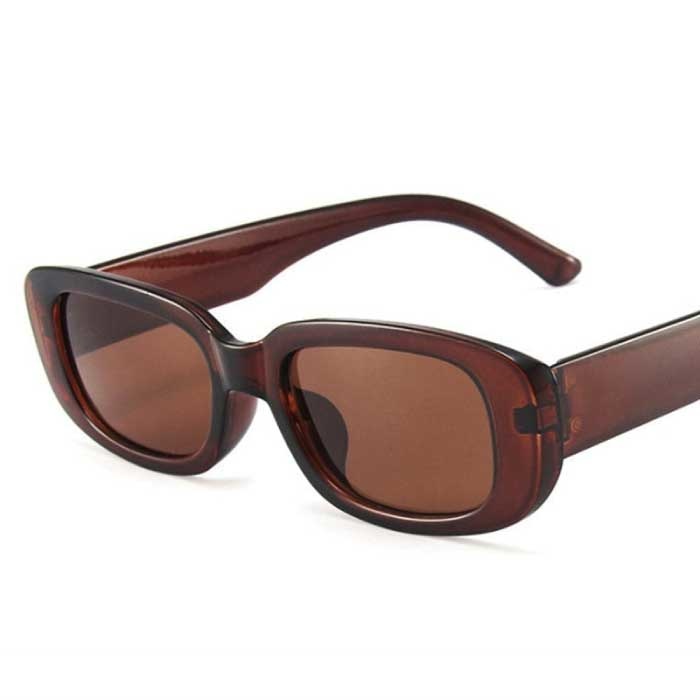 Trendy Vierkante Zonnebril voor Dames - Retro Reisbril Fashion Shades Anti-UV Bril Bruin