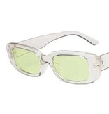 Stuff Certified® Modne kwadratowe okulary przeciwsłoneczne dla kobiet - Retro okulary podróżne Modne odcienie Okulary anty-UV Jasnozielone