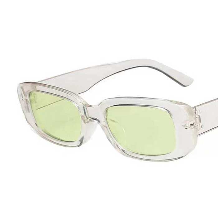 Modne kwadratowe okulary przeciwsłoneczne dla kobiet - Retro okulary podróżne Modne odcienie Okulary anty-UV Jasnozielone