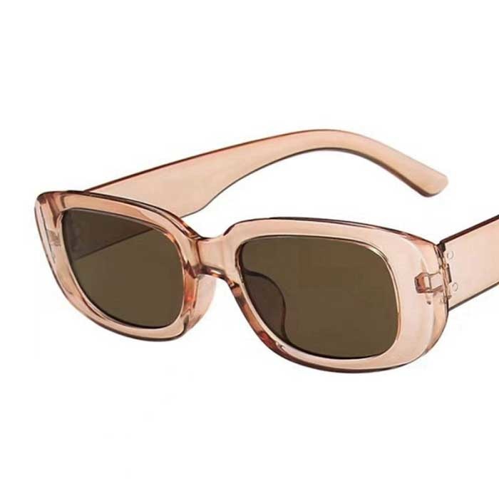 Trendige eckige Sonnenbrille für Damen - Retro-Reisebrille Fashion Shades Anti-UV-Brille Beige