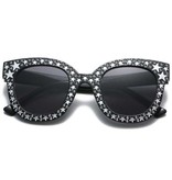 Stuff Certified® Lunettes de soleil mosaïque surdimensionnées pour femme - Lunettes rétro Catwalk UV400 Eyewear Champagne