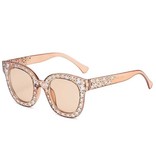 Stuff Certified® Lunettes de soleil mosaïque surdimensionnées pour femme - Lunettes rétro Catwalk UV400 Eyewear Champagne