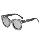 Stuff Certified® Oversized Mozaïek Zonnebril voor Dames - Retro Catwalk Bril UV400 Eyewear Zwart