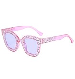 Stuff Certified® Lunettes de soleil mosaïque surdimensionnées pour femmes - Lunettes rétro Catwalk UV400 Eyewear Rose