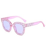 Stuff Certified® Übergroße Mosaik-Sonnenbrille für Damen - Retro Catwalk Glasses UV400 Eyewear Pink