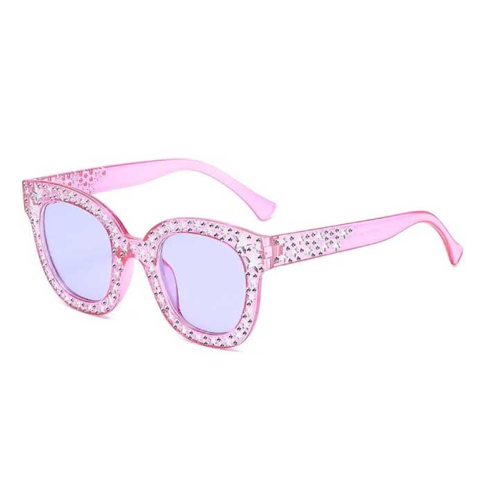 Oversized Mozaïek Zonnebril voor Dames - Retro Catwalk Bril UV400 Eyewear Roze