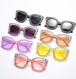 Stuff Certified® Lunettes de soleil mosaïque surdimensionnées pour femmes - Lunettes rétro Catwalk UV400 Eyewear Jaune