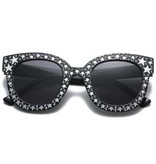 Stuff Certified® Oversized Mozaïek Zonnebril voor Dames - Retro Catwalk Bril UV400 Eyewear Zwart