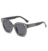 Stuff Certified® Lunettes de soleil mosaïque surdimensionnées pour femme - Lunettes rétro Catwalk UV400 Eyewear Noir