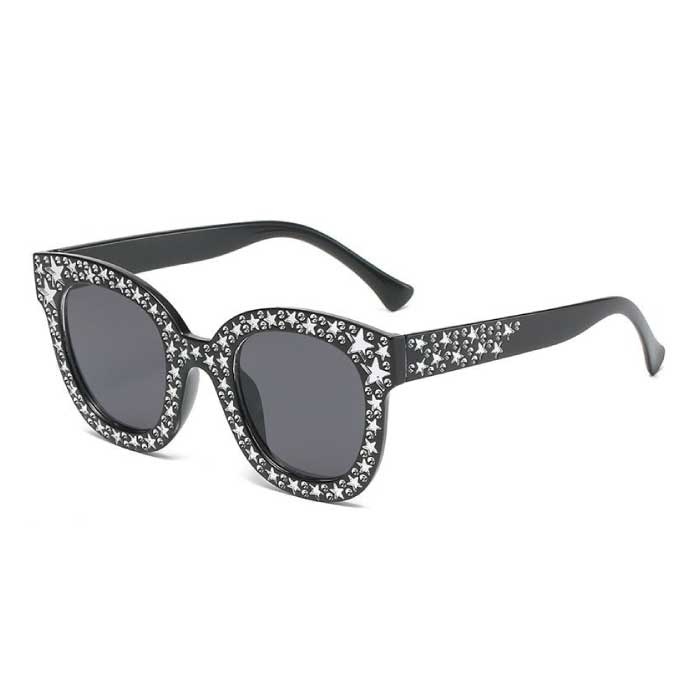 Occhiali da sole oversize a mosaico per donna - Occhiali da passerella retrò UV400 Eyewear neri