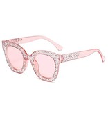 Stuff Certified® Lunettes de soleil mosaïque surdimensionnées pour femmes - Lunettes rétro Catwalk UV400 Eyewear Rose