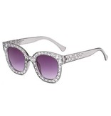 Stuff Certified® Gafas de sol de mosaico de gran tamaño para mujer - Gafas de pasarela retro UV400 Gafas púrpura