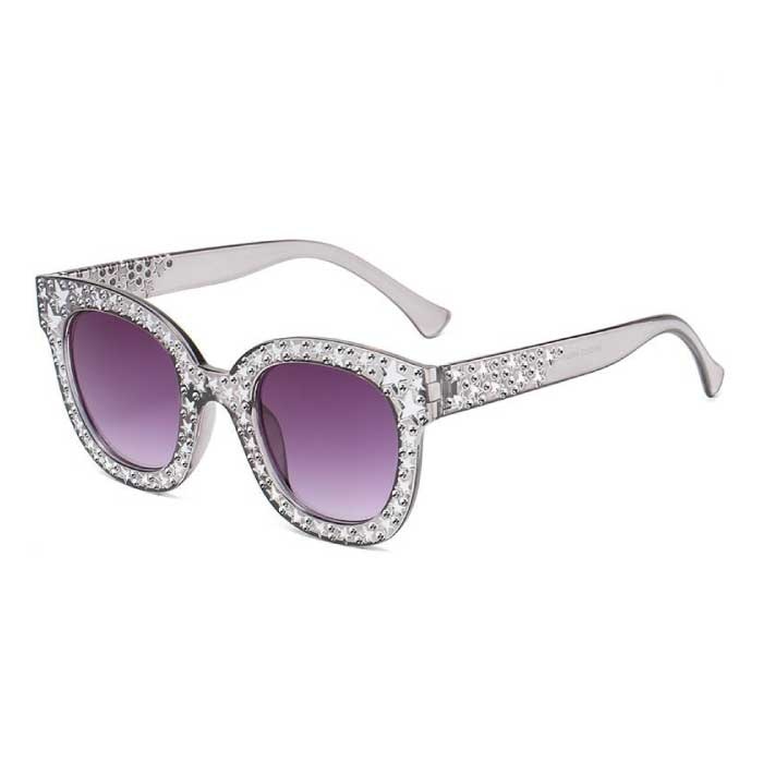 Gafas de sol de mosaico de gran tamaño para mujer - Gafas de pasarela retro UV400 Gafas púrpura