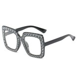 Stuff Certified® Gafas de sol de mosaico de gran tamaño para mujer - Gafas de pasarela retro UV400 Gafas negras