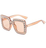 Stuff Certified® Lunettes de soleil mosaïque surdimensionnées pour femme - Lunettes rétro Catwalk UV400 Eyewear Champagne