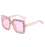 Stuff Certified® Oversized Mozaïek Zonnebril voor Dames - Retro Catwalk Bril UV400 Eyewear Roze