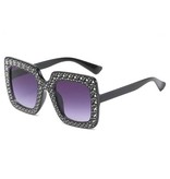 Stuff Certified® Oversized Mozaïek Zonnebril voor Dames - Retro Catwalk Bril UV400 Eyewear Paars