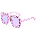 Stuff Certified® Oversized Mozaïek Zonnebril voor Dames - Retro Catwalk Bril UV400 Eyewear Roze