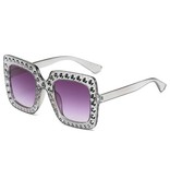 Stuff Certified® Lunettes de soleil mosaïque surdimensionnées pour femmes - Lunettes rétro Catwalk UV400 Eyewear Violet