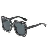 Stuff Certified® Gafas de sol de mosaico de gran tamaño para mujer - Gafas de pasarela retro UV400 Gafas negras