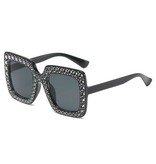 Stuff Certified® Oversized Mozaïek Zonnebril voor Dames - Retro Catwalk Bril UV400 Eyewear Zwart