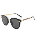 CMAOS Vintage Zonnebril Bij voor Dames - Gradient Retro Bril Eyewear UV400 Driving Shades Zwart-Goud